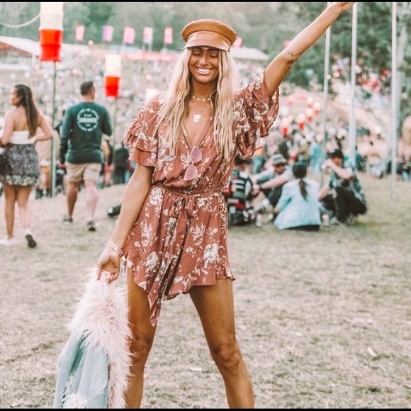 Garden Party Boho Gypsy Floral Romper - Picture 3 of 8